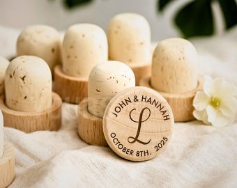 Tapones de corcho personalizados para vino, tapones de madera grabados, obsequios personalizados para bodas, aniversarios, bautizos y despedidas de soltera.
