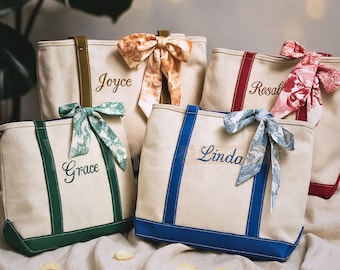 Canvas Tote Bag, Custom Tote Bag, Personalized Canvas Tote, Bridesmaid Gift, Embroidered Tote Bag, Gift for Her, Bridal Shower Gifts