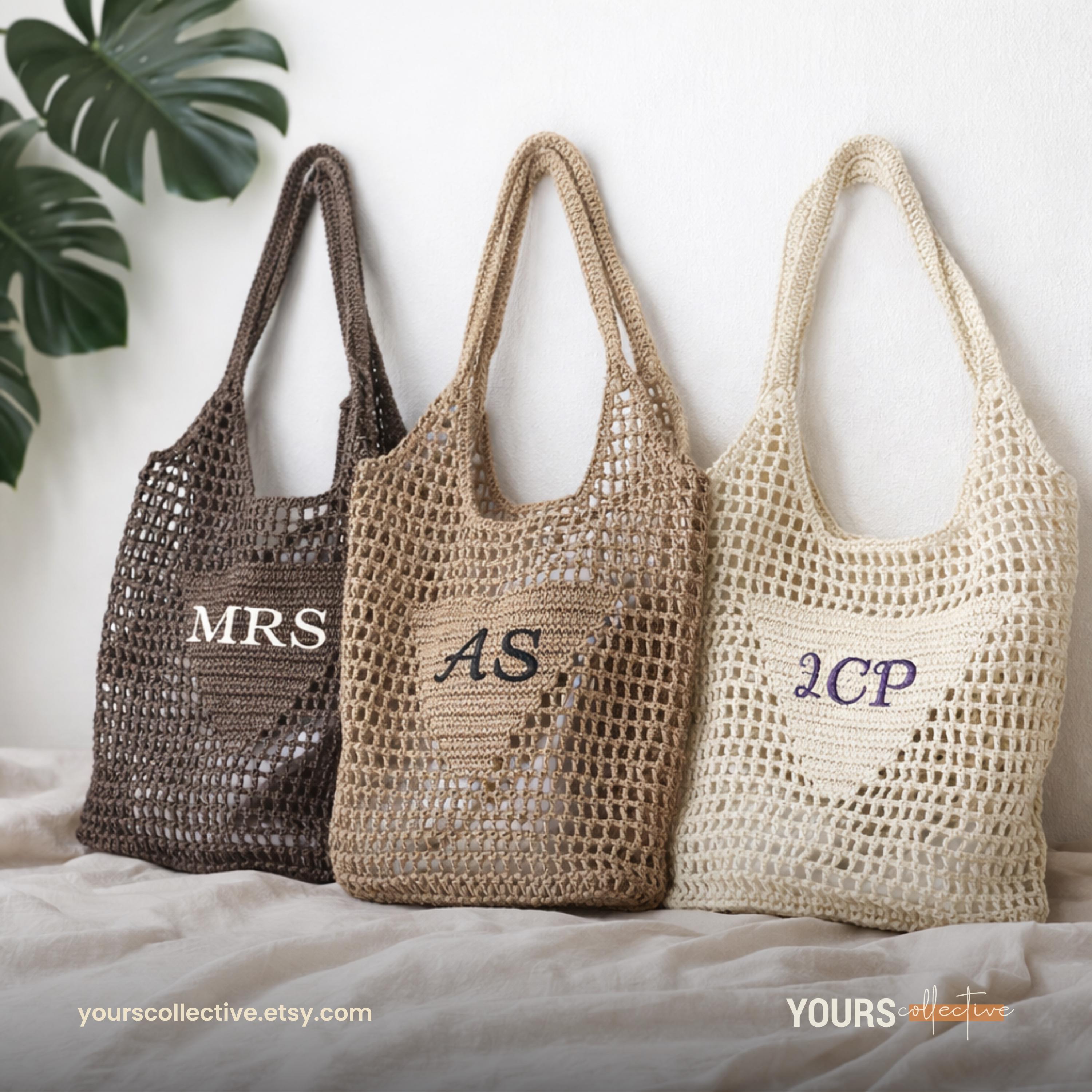 Personalized Crochet Mesh Tote Bag