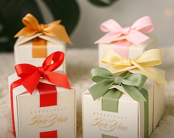 10/50/100pcs Party Favor Boxes, Wedding Souvenirs, Candy Boxes with Satin Ribbon, Gift Boxes for Guests, Bridal Shower Ribbon Boxes