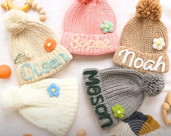 Embroidered Hats, Baby Hats, Baby Beanie, Baby Essentials, Personalized Baby Gifts, Baby Shower Gifts, Newborn Hat, Newborn Outfit