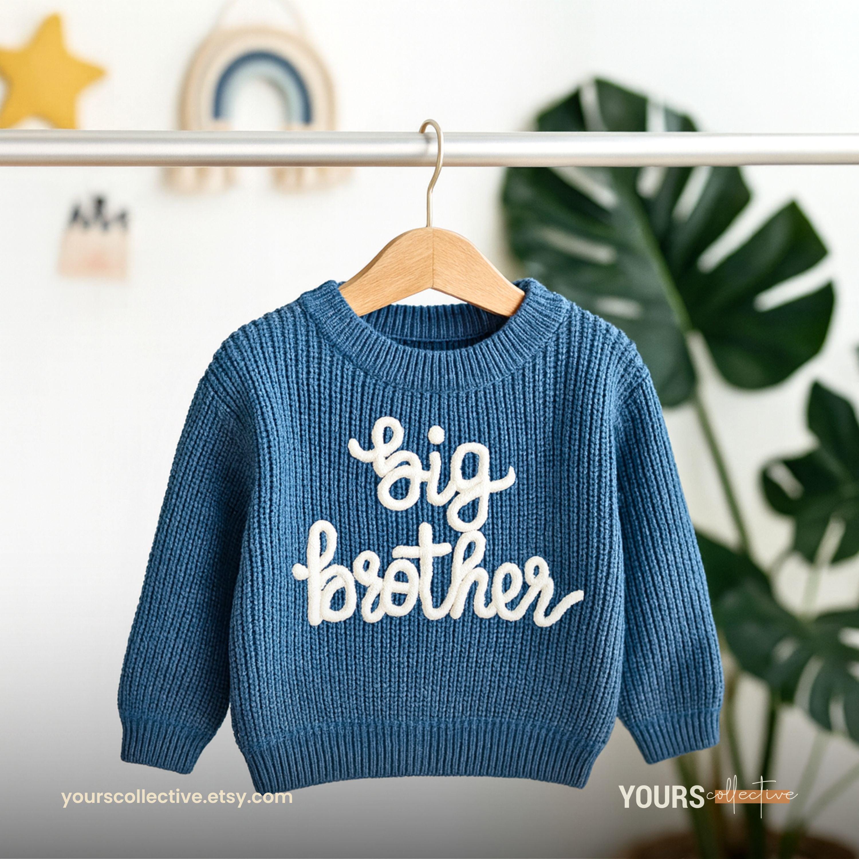 Big Brother Sweater, Embroidered Baby Sweater, Embroidered Name Soft Sweater, Big Brother Gift, Oversized Fit, Baby Boy's Sweater