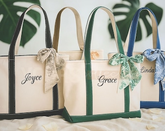 Personalized Bridesmaid Tote Bag, Custom Embroidered Canvas Bag, Bridal Party Gift