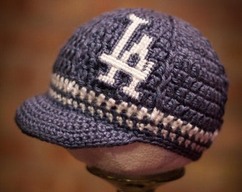 Los Angeles Dodgers Inspired Crocheted Baseball Cap (Teen-Adult Size) (Made to Order)