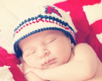 Los Angeles Angels  Inspired Crocheted Baseball Cap (Newborn - Children Size) (Made to Order)