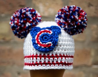 Chicago Cubs Inspired Crocheted Beanie (Newborn - Children Size) (Made to Order)