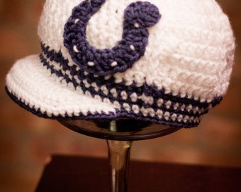 Indianapolis Colts Inspired Crocheted Baseball Cap (Teen - Adult) (Made to Order)
