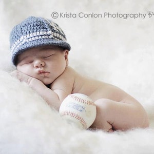 Los Angeles Dodgers Inspired Crocheted Baseball Cap Newborn Children Size Made to Order image 1
