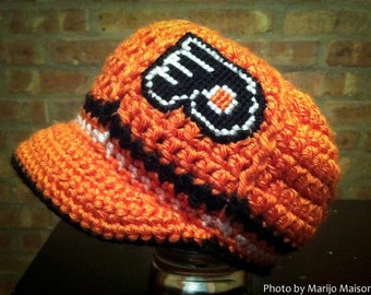 Philadelphia Flyers Inspired Crocheted Baseball Cap (Newborn - Children Size) (Made to Order)