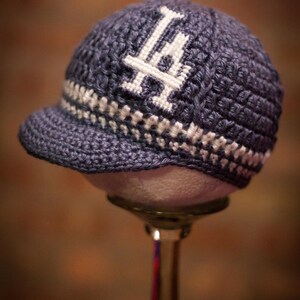 Los Angeles Dodgers Inspired Crocheted Baseball Cap Newborn Children Size Made to Order image 2
