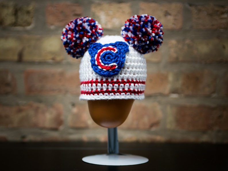 Chicago Cubs Inspired Crocheted Beanie newborn Children Size made to