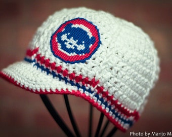 Chicago Cubs Inspired Crocheted Baseball Cap (Teen - Adult Size) (Made to Order)