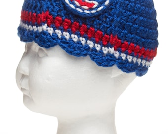 Chicago Cubs Inspired Crocheted Cap w/Ruffled Brim (Newborn - 10 years old)