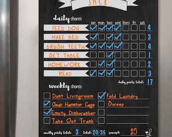 Magnetic Chore Chart for Kids – 11x14 Dry Erase Responsibility Board