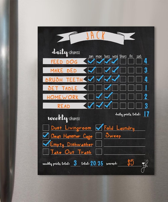 Magnetic Chore Chart for Kids – 11x14 Dry Erase Responsibility Board