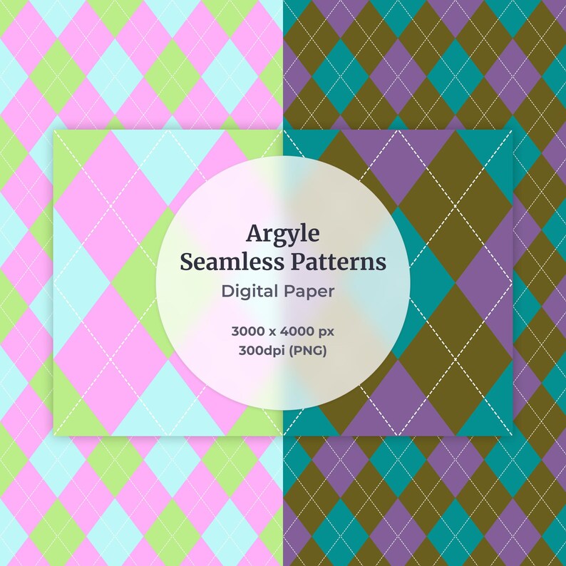 Argyle Seamless Pattern Pack – 10 PNG Files, Digital Download - Etsy