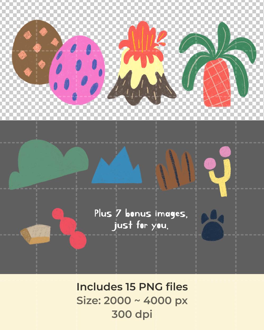 Dinosaur Clipart Bundle | 15 Dino PNG + 7 Bonus Images | Kids Planner ...