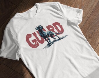 Doberman Guard Dog Shirt, Zoo Animals : White Vintage Style Bold Print Shirt