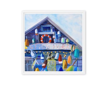 Coastal Buoy House Canvas Print – The Buoy House Nautical Beach Cottage Wall Art