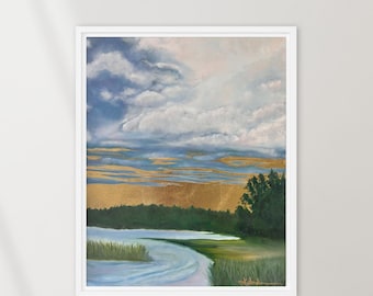 Golden Silence-Oil Painting Canvas Print-Marsh Light