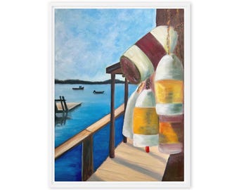 After the Catch – Coastal Harbor Buoy Canvas Print by Kaleigh Anderson