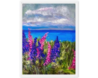 Shoreline Color – Coastal Wildflower Seascape Canvas Print by Kaleigh Anderson