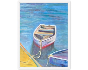 Resting Tide – Coastal Boat Seascape Canvas Print by Kaleigh Anderson