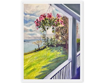 Where Peace Hangs – Coastal Porch Landscape Canvas Print by Kaleigh Anderson