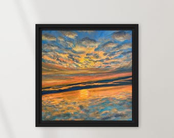 When the Day Breathes – Coastal Sunset Oil Painting Canvas Print by Kaleigh Anderson