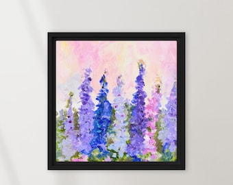 Study of Lupins-Lupins at Dawn-Oil Painting Canvas Print