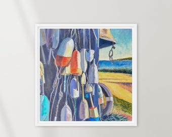 The Sea Forgot the Rules- Oil Painting Canvas Print- Lobster Lines, Maine