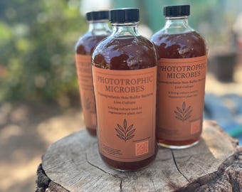 Microbios fotosintéticos: estimulador del crecimiento vegetal para uso foliar y en suelos / Biofertilizante PNSB para jardines alcalinos, potenciador orgánico