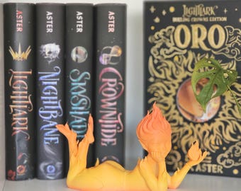 Fire Sprite Figurine | Fantasy Flame Character | Book Nook Shelf Decor | Bookshelf Display | Magical Home Decor | Fantasy Gift | 15cm