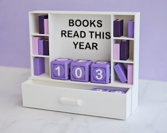 Books Read Tracker | 3D Printed Reading Counter with Moveable Cubes | Bookshelf Decor | Book Lover Gift | Reading Goals