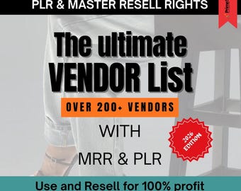 Ultimate Vendor List 200+ Suppliers | PLR & Master Resell Rights| Wholesale Suppliers Directory | Passive Income Digital Product