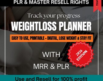 Weight Loss Planner | Fitness, Meal & Workout Planner | Printable Wellness Journal (PLR + Resell Rights)