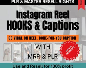 Instagram Reel Hooks & Captions | Viral Reels Ideas, Content Pack (PLR + Resell Rights)