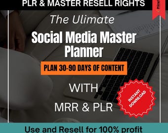 Social Media Master Planner | Content Calendar & Marketing Strategy Kit (PLR + Resell Rights)