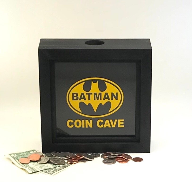 Batman shadow box bank child super hero gift super hero Etsy