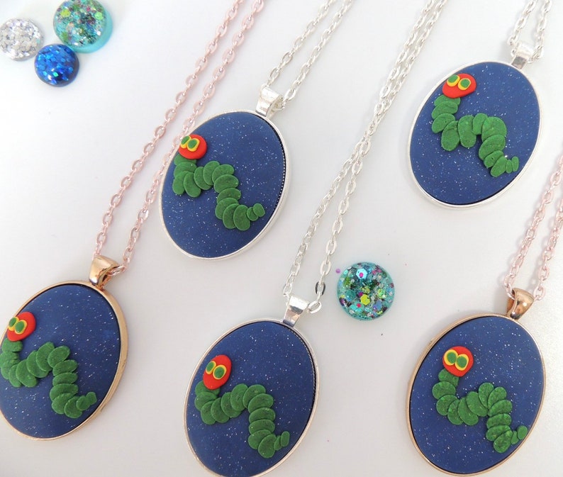 LIMITED EDITION The Hungry Caterpillar pendant necklace rose gold chain ball chain