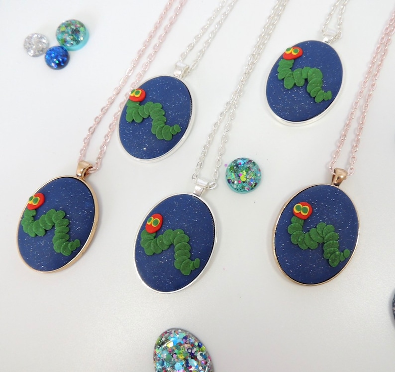 LIMITED EDITION The Hungry Caterpillar pendant necklace rose gold chain ball chain