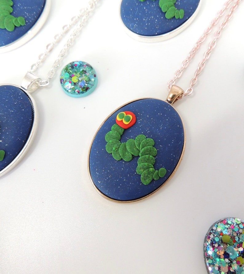 LIMITED EDITION The Hungry Caterpillar pendant necklace rose gold chain ball chain