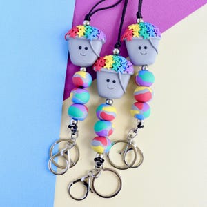 Bucket of Stars | Magic Lanyard | Handmade Polymer Clay ID Holder Inspired by Pop Culture | Gift for Teachers | Cute Work Lanyard