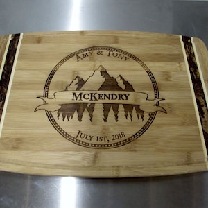 Mountains & Forest Cutting Board For Mountain Weddings Personalized House Warming Gifts Realtor Closing Gifts Mountain Decor Anniversary