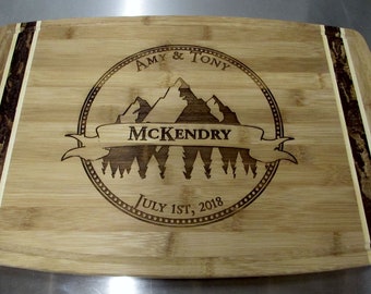 Mountains & Forest Cutting Board For Mountain Weddings Personalized House Warming Gifts Realtor Closing Gifts Mountain Decor Anniversary