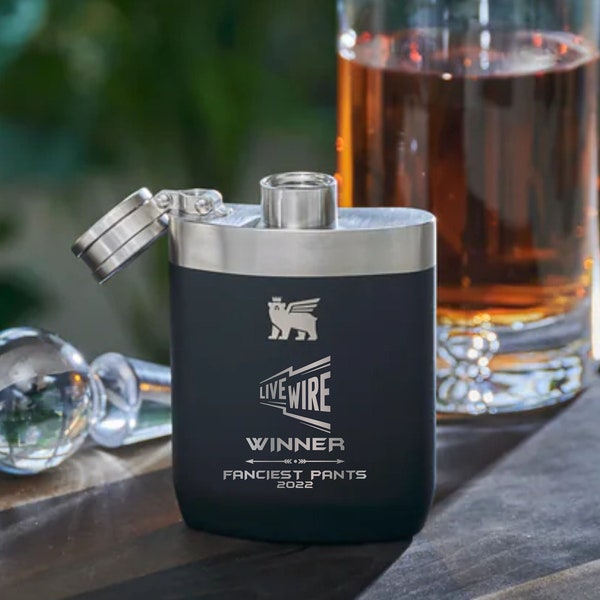 Engraved Stanley Unbreakable Master Flask 8oz, Lifted Spirits Flask | Groomsmen Gift | Wedding Gift | 21st Birthday