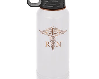 Botella de agua personalizada de doble pared, con aislamiento al vacío, tapa para sorber y pajita, color camello polar dorado rosa de 940 ml - Regalo personalizado