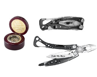 Personalized Leatherman & Compass Gift Set - Compass Gift Set - Custom Multi-Tool - Engraved Leatherman Bundle - Groomsman Gift