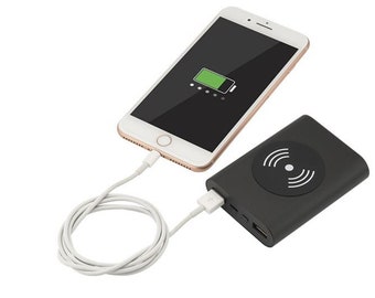 Engraved Tri-Way Wireless Personalized Power Bank UL Certified 10,000mAh and 5000mAh | Personalized Power Bank | Promotional Gift
