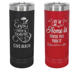 Engraved Skinny Tumbler with Slider Lid 22 oz - Insulated Coffee Mug - Personalized Coffee Travel Mug - Custom Tumbler - Drinkware